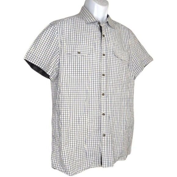 Reaction KENNETH COLE 100% Cotton Short Sleeve Button Up Shirt L Check Pattern - Picture 1 of 6
